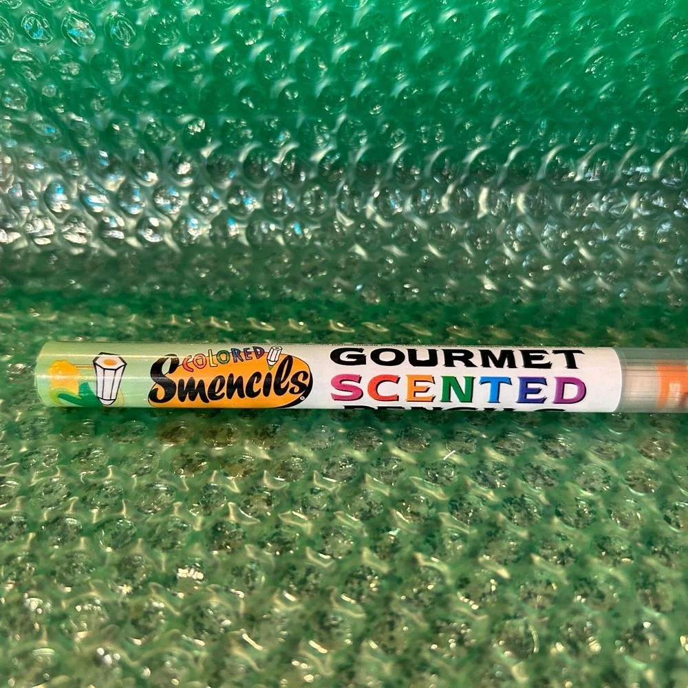 RETRO Colored Smencils -ORANGE-Gourmet Scented Pencils Eco Newspaper RARE